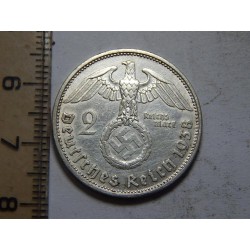 Německo 3. Říše 2 Mark 1938 D Ag XF-UNC čJU55284 