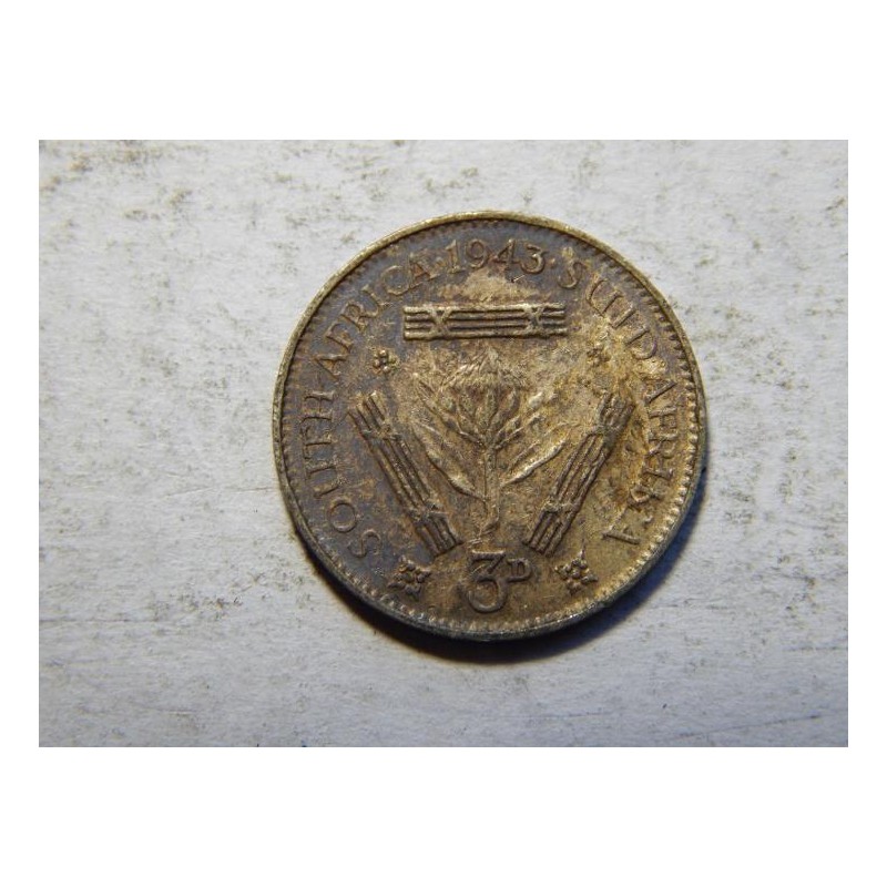 Jižní Afrika 3 Pence 1943 Ag VF-XF č30209 Jižní Afrika 3 Pence 1943 Ag VF-XF č30209