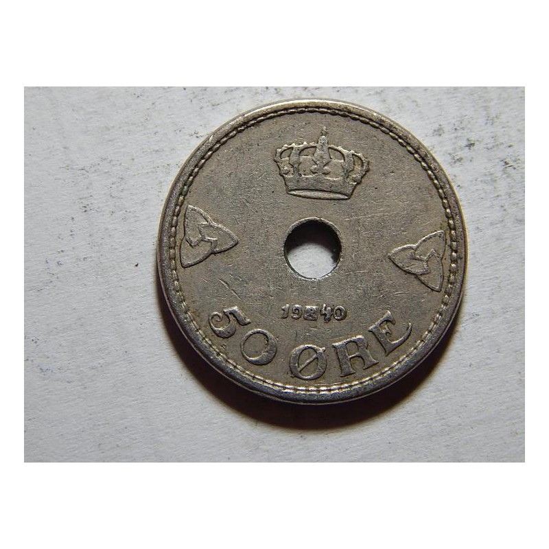 Norsko 50 Ore 1940 XF č38307 Norsko 50 Ore 1940 XF č38307