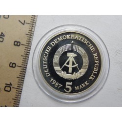 Německo DDR 5 Mark 1987 A Brandeburger Tor PROOF RRRR čŠU032
