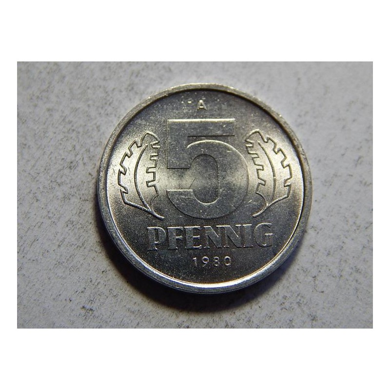 Německo DDR 5 Pfennig 1980 A UNC č26712 Německo DDR 5 Pfennig 1980 A UNC č26712