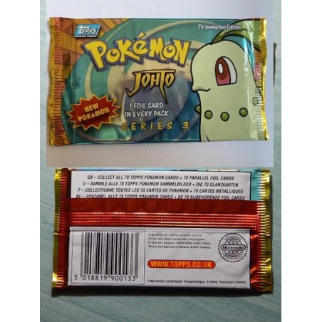 Pokémon sealed Booster Topps 2001 Serie3 Johto Chikorita originál