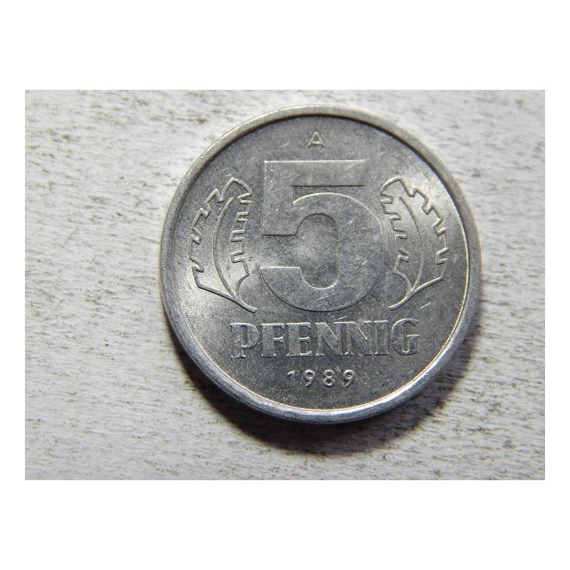 Německo DDR 5 Pfennig 1989 A UNC č34123 Německo DDR 5 Pfennig 1989 A UNC č34123