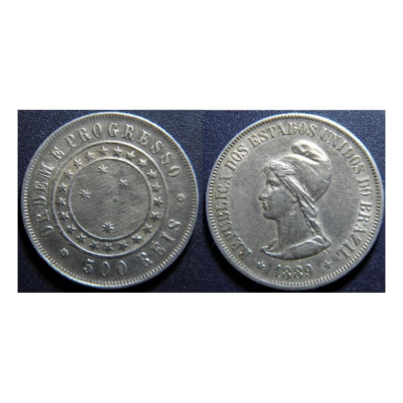 Brazílie 500 Reis 1889 XF R č33400 Brazílie 500 Reis 1889 XF R č33400