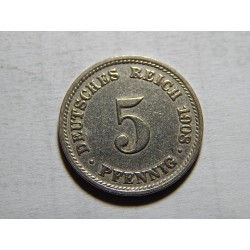 Německo Císařství 5 Pfennig 1908 D XF č05825