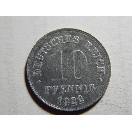 Německo Císařství 10 Pfennig 1922 Zn UNC č05790