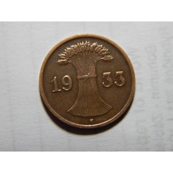Německo Výmarsko 1 Reichspfennig 1933 F XF-UNC č05624