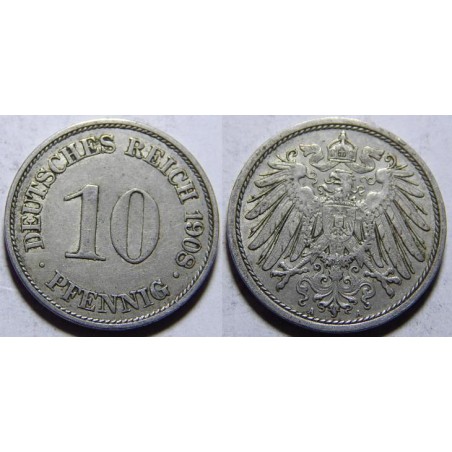 Německo Císařství 10 Pfennig 1908A XF č30652