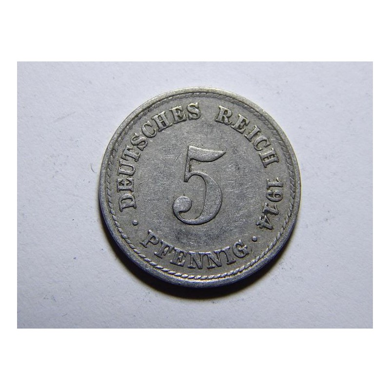 Německo Císařství 5 Pfennig 1914A XF č29708 Německo Císařství 5 Pfennig 1914A XF č29708