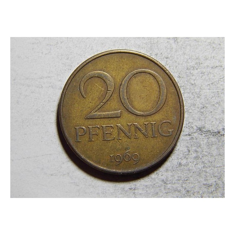 Německo DDR 20 Pfennig 1969 XF č21535 Německo DDR 20 Pfennig 1969 XF č21535