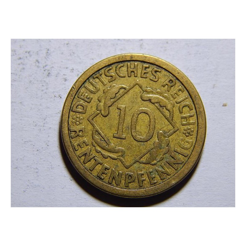Německo Výmarsko 10 Rentenpfennig 1924A XF č30134 Německo Výmarsko 10 Rentenpfennig 1924A XF č30134