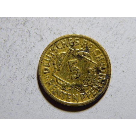 Německo Výmarsko 5 Rentenpfennig 1924J VF č30545