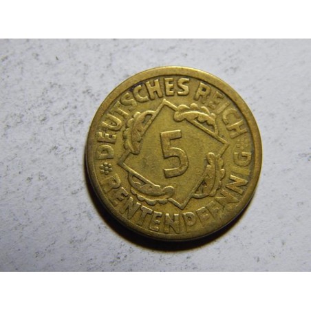 Německo Výmarsko 5 Rentenpfennig 1924J VF č30199