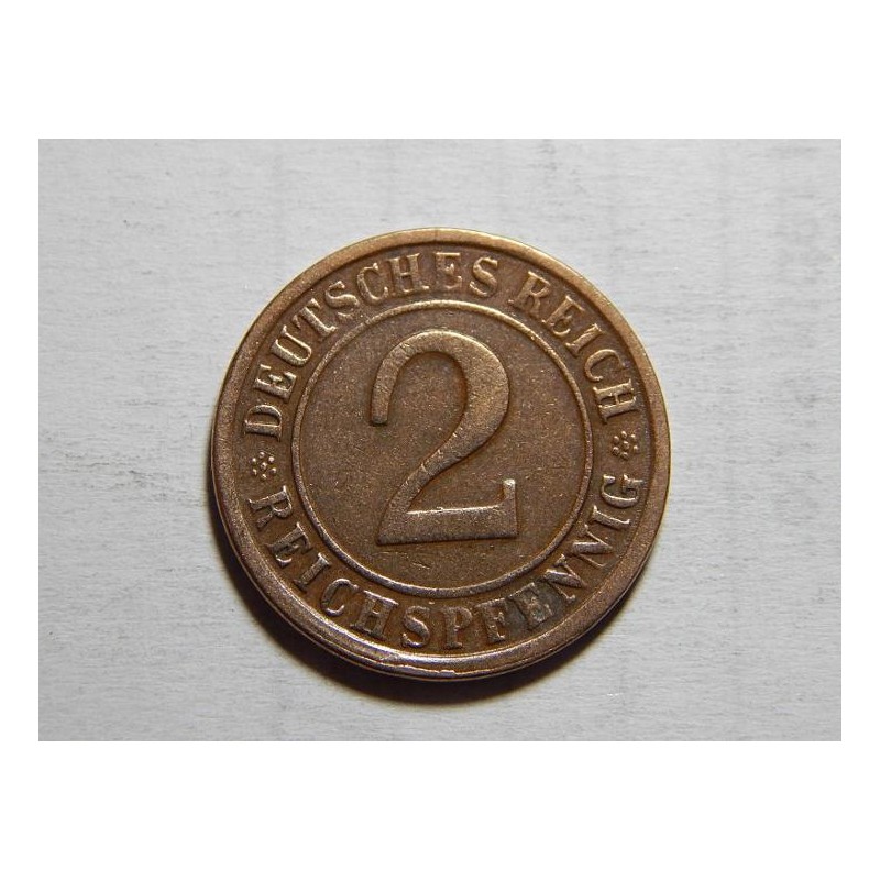 Německo Výmarsko 2 Reichspfennig 1924 G XF č05756 Německo Výmarsko 2 Reichspfennig 1924 G XF č05756