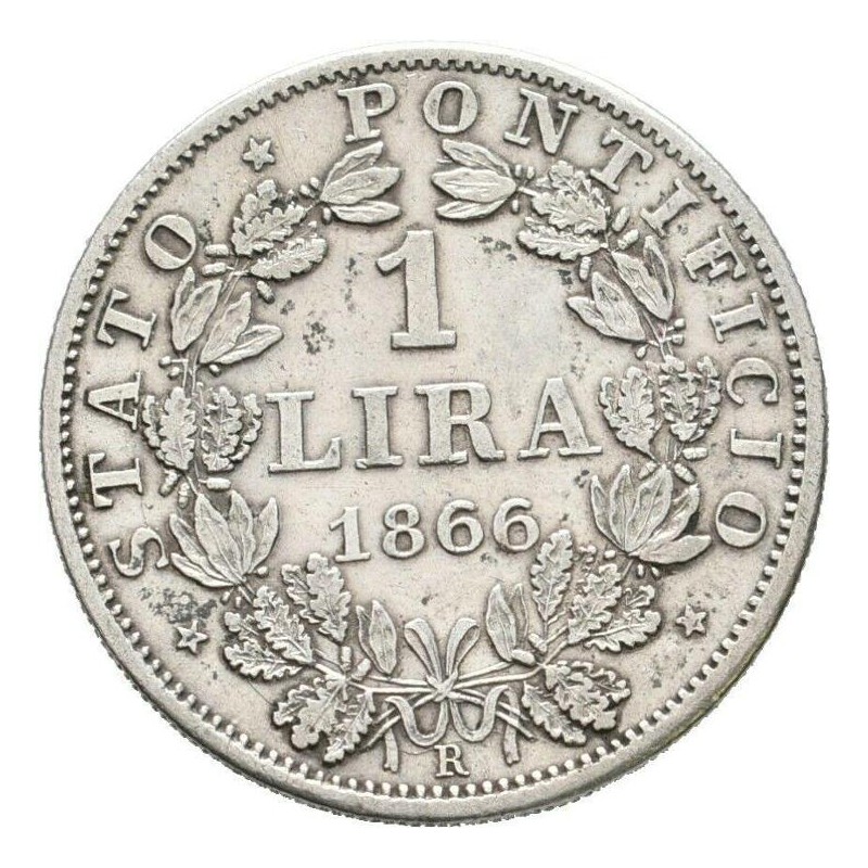 Vatikán 1 Lira 1866 R Papež Pius IX. XF-UNC č36088 Vatikán 1 Lira 1866 R Papež Pius IX. XF-UNC č36088