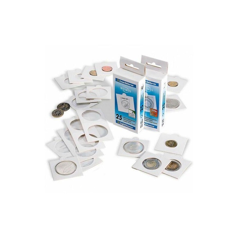 10 kusů Papírové samolepící mincovní rámečky(50x50mm) velikost 35 mm 10 kusů Papírové samolepící mincovní rámečky(50x50mm) velikost 35 mm